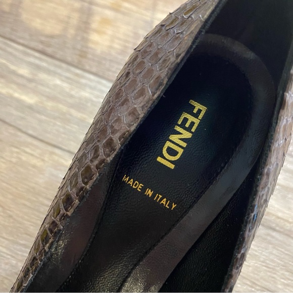 NWB FENDI Rare Vintage Snakeskin Thin Kitten Heel Formal Shoes - Picture 5 of 10